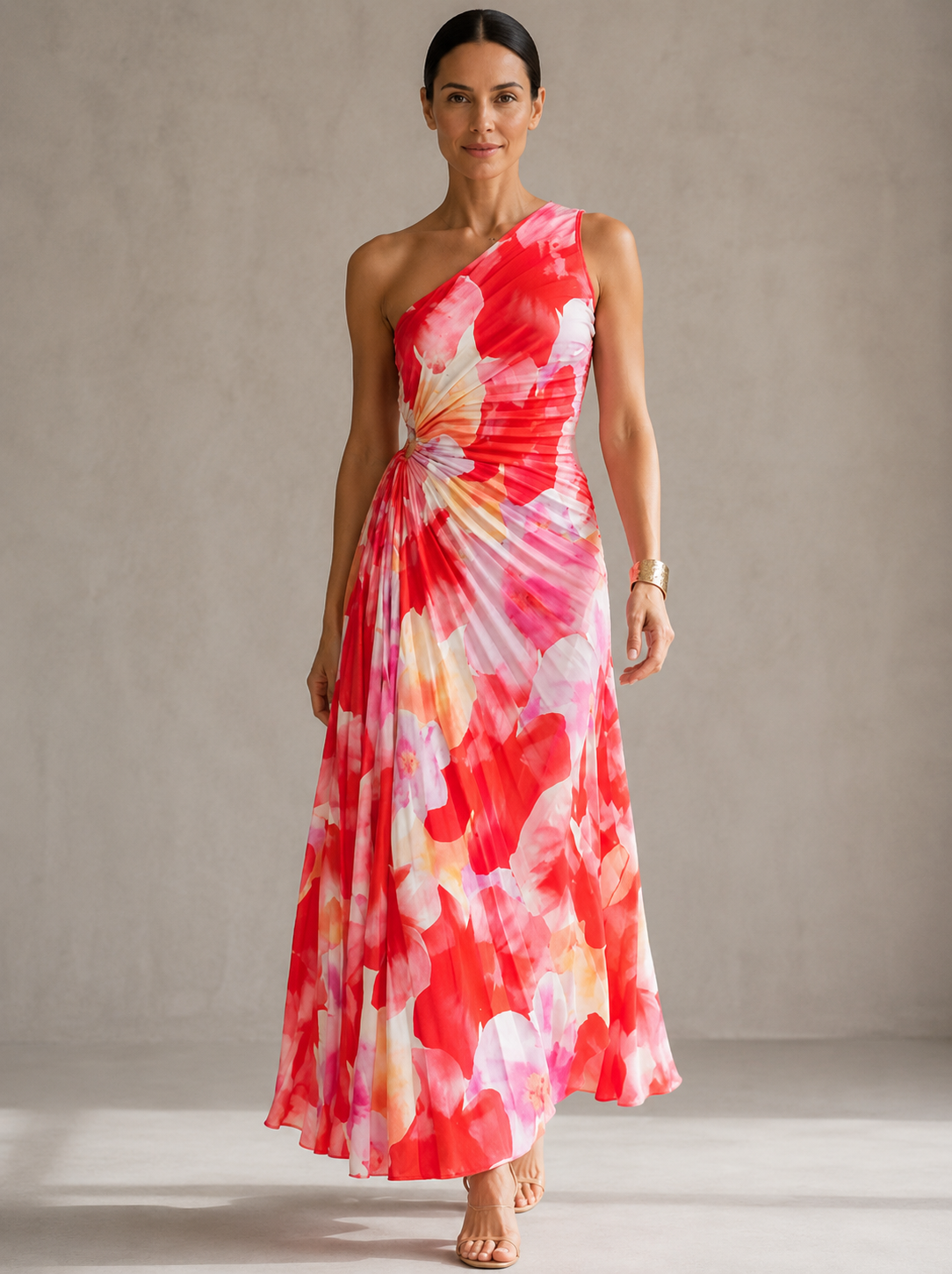 Yasmin | Vestido Plisado a Un Hombro