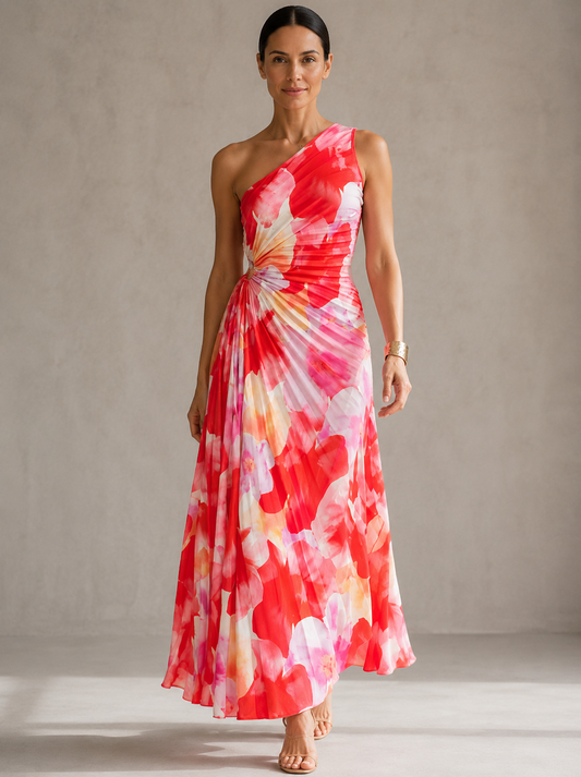 Yasmin | Vestido Plisado a Un Hombro