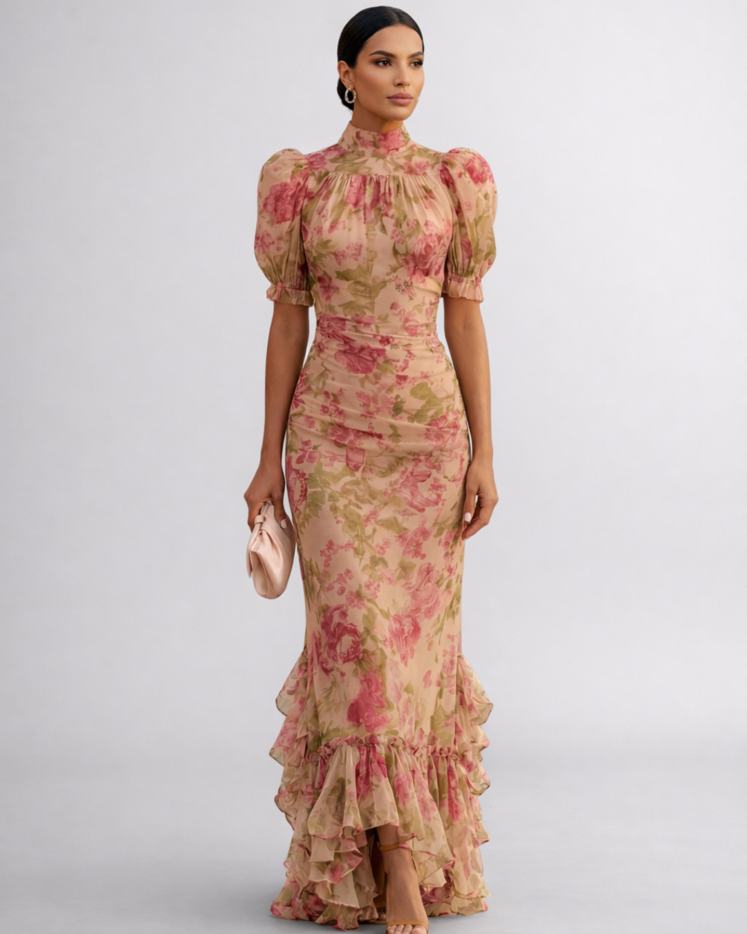 Rosalie | Vestido Largo de Gasa Floreado