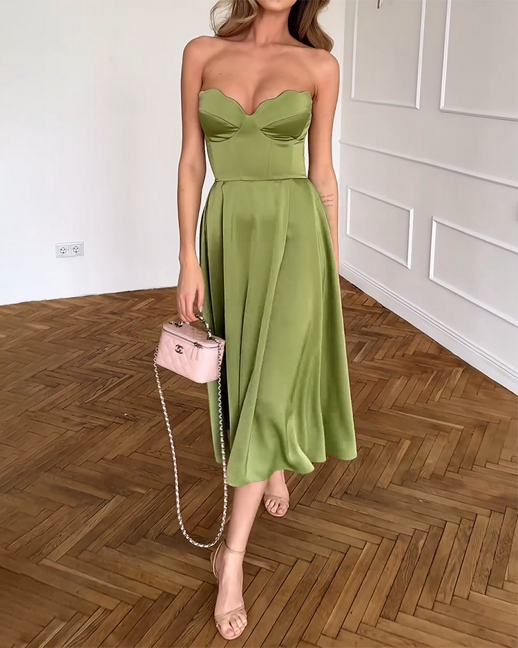 Liora | Vestido Midi Strapless de Fiesta