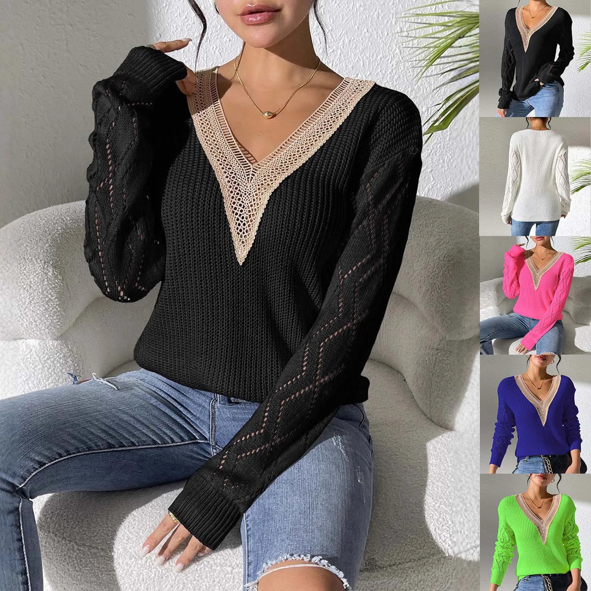 Jimena | Suéter de punto elegante con cuello en V
