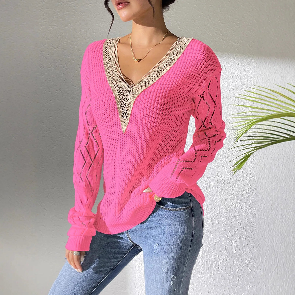 Jimena | Suéter de punto elegante con cuello en V