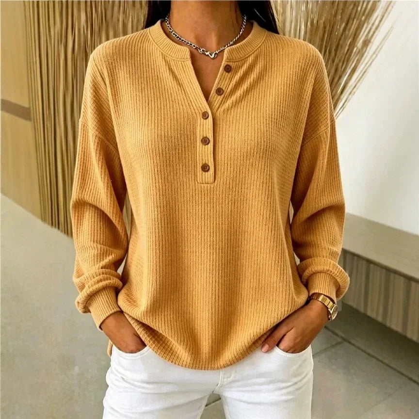 Vega | Sueter de punto acanalado con cuello y botones