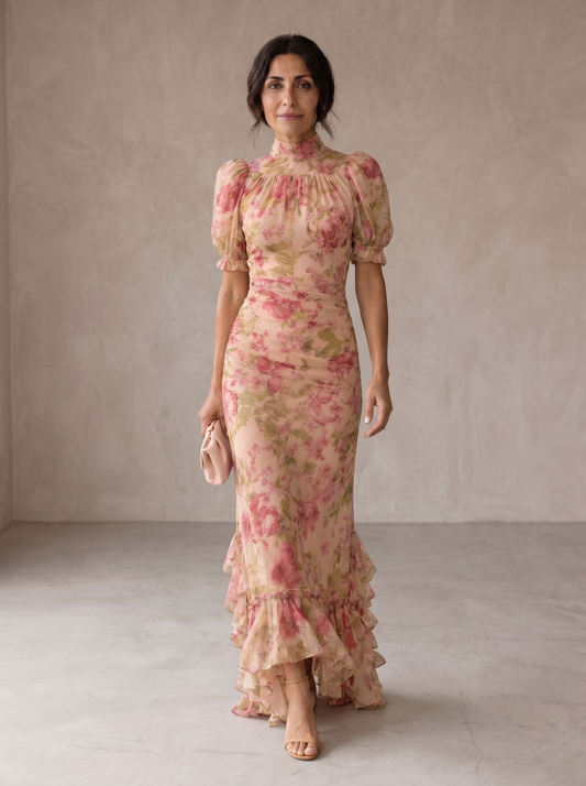Rosalie | Vestido Largo de Gasa Floreado