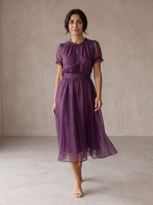 Florence | Vestido Largo Escote Corazón con Encaje y Gasa