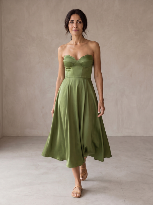 Liora | Vestido Midi Strapless de Fiesta