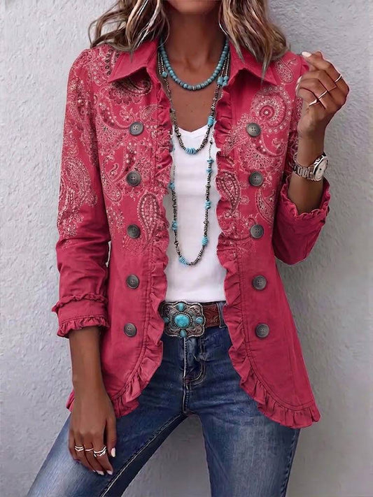 Adoración | Chaqueta Cachemira Rosada con Vuelos
